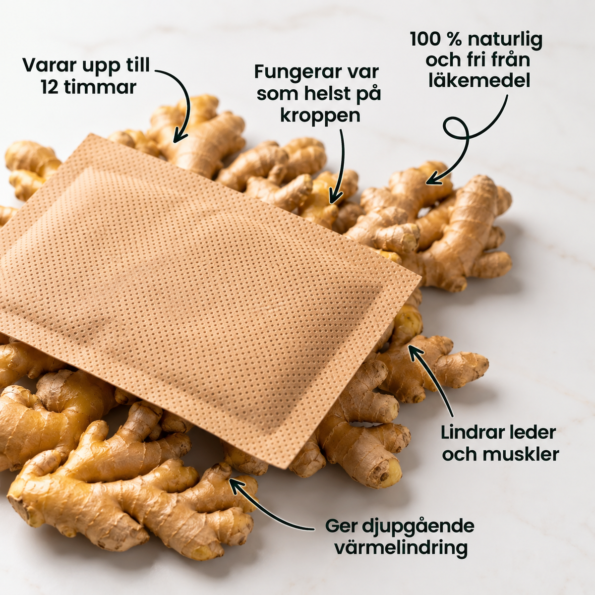 IngefäraVärme™ | Djupverkande Ingefärsplåster för Värme & Komfort