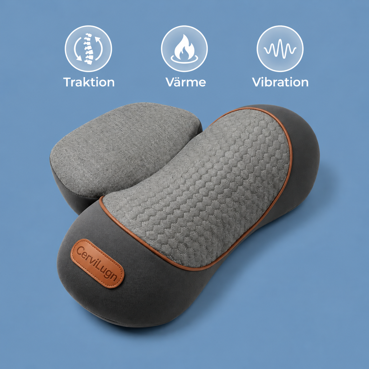 CerviLugn™ | 3-i-1 nackkudde med värme, vibration och skonsam nackstretch