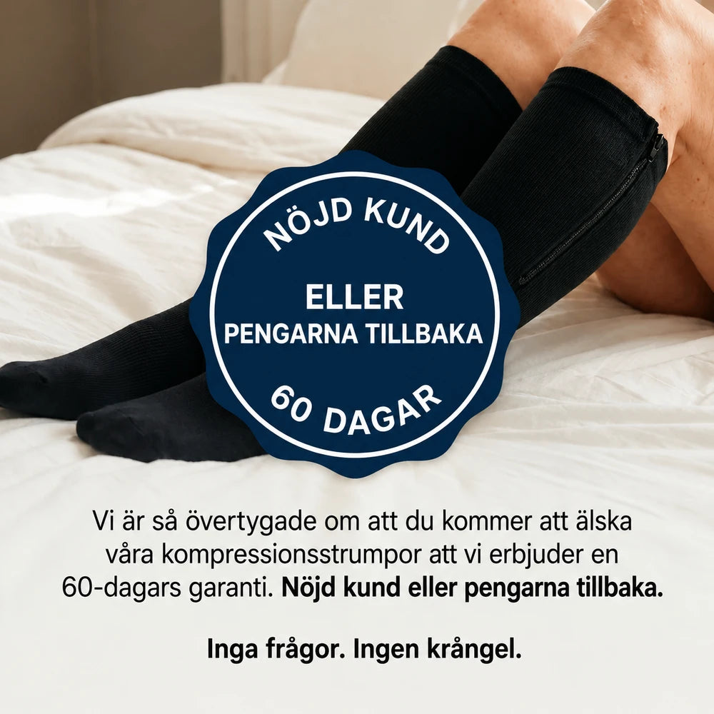 LegZip® | Kompressionsstrumpor med dragkedja. Säg farväl till tunga, trötta ben.