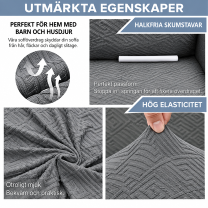 Superelastiskt jacquardöverdrag för soffa med halkskydd