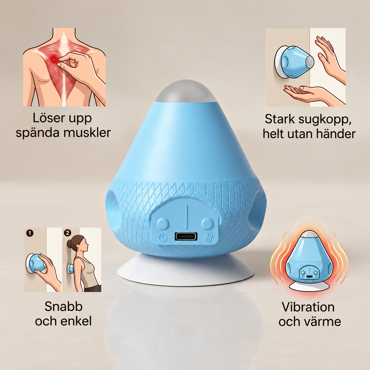 VäggLind™ | Handsfree massage för nacke, rygg & axlar