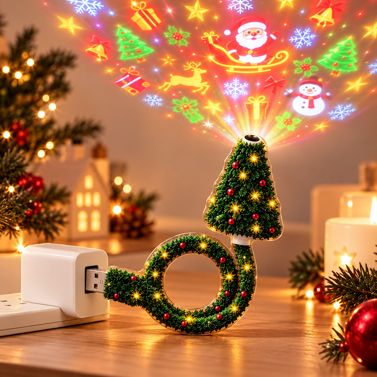 Julmagi™ | HD USB-julprojektor för magisk julstämning på några sekunder