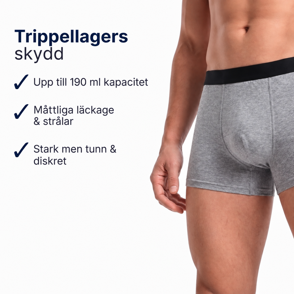 TryggBoxer™ | Läckagesäkra premiumboxers för män – i mjuk och följsam bomull