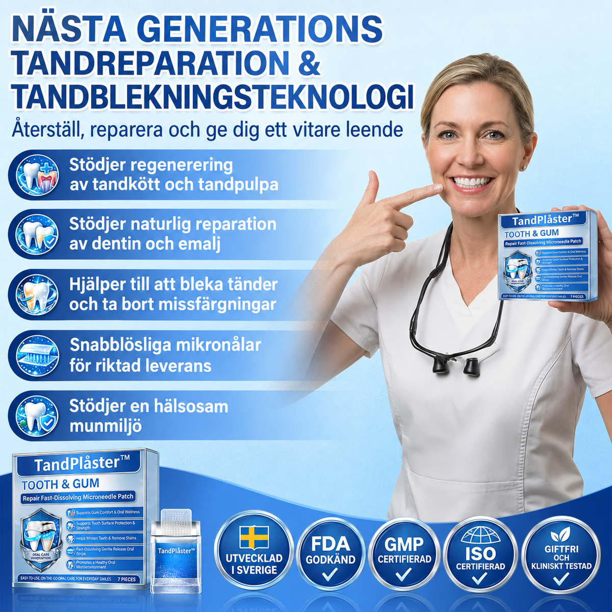 TandPlåster™ | Snabblösligt mikroplåster för tänder & tandkött