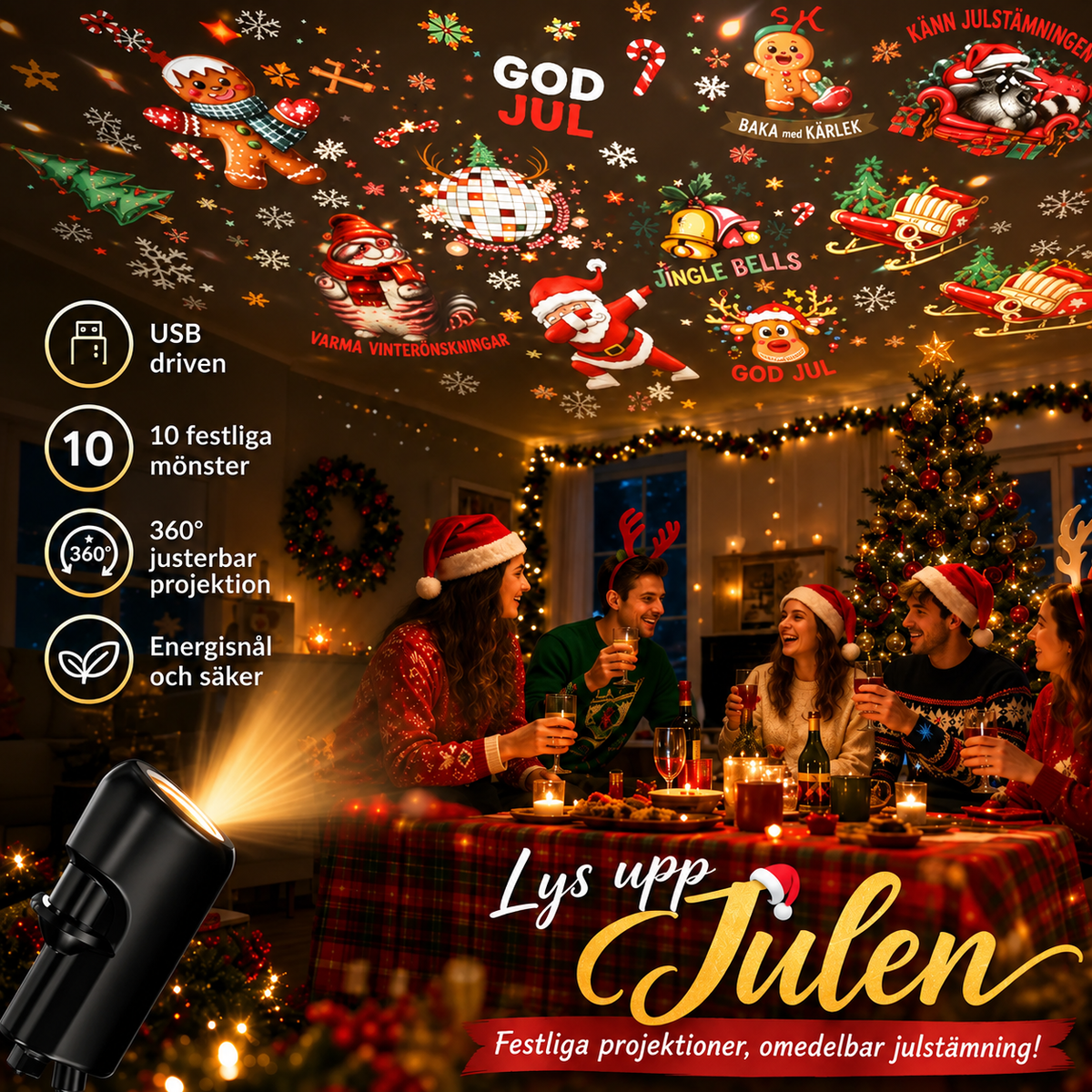 Julsken™ | Julprojektor för magisk julstämning
