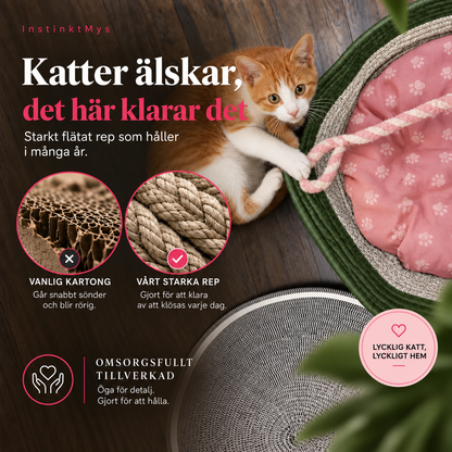 InstinktMys™ | Handvävd kattbädd för vila, klös & trygghet