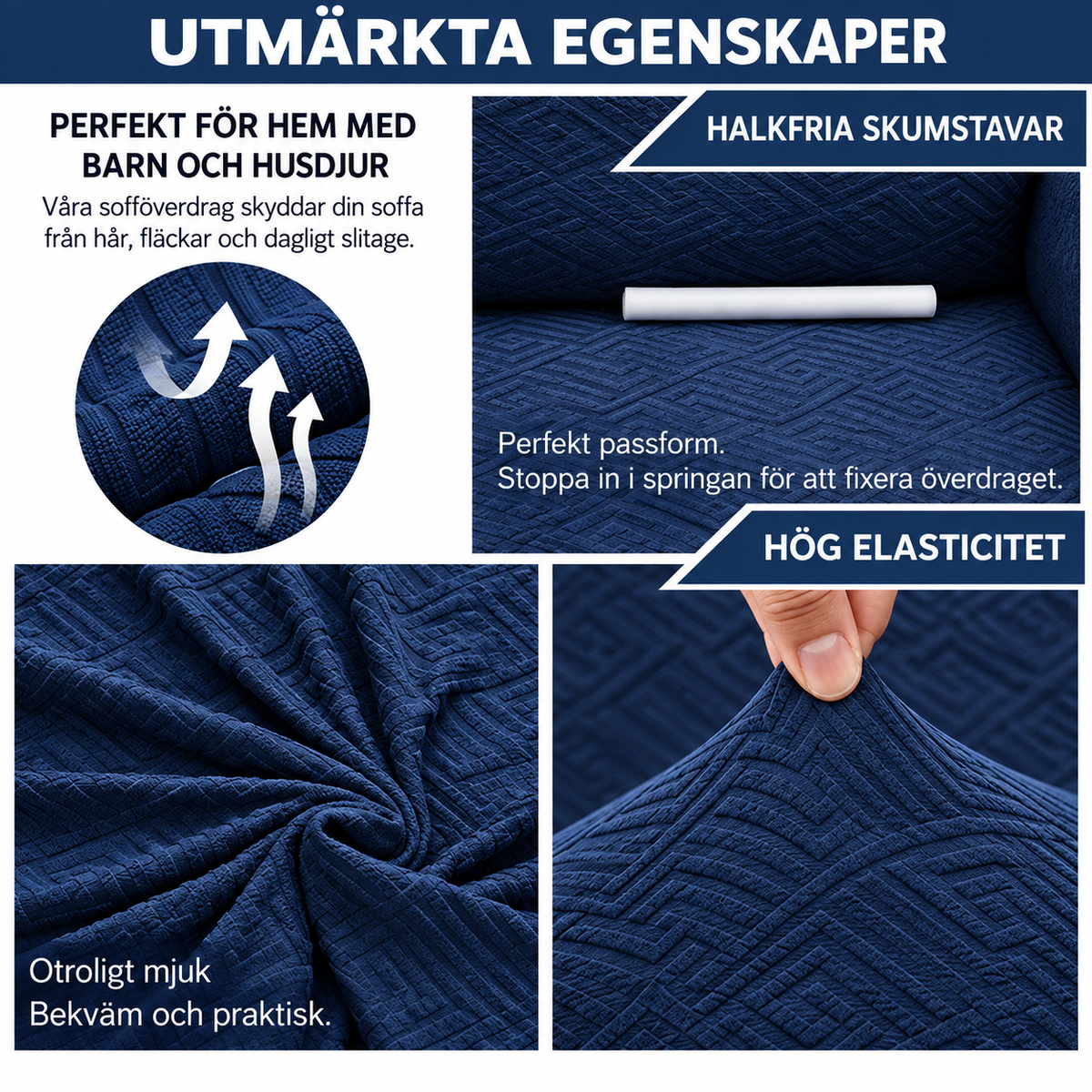 SoffLugn™ – Det Reptåliga, Superelastiska Jacquardöverdraget som Skyddar Soffan mot Hår, Fläckar & Rivmärken