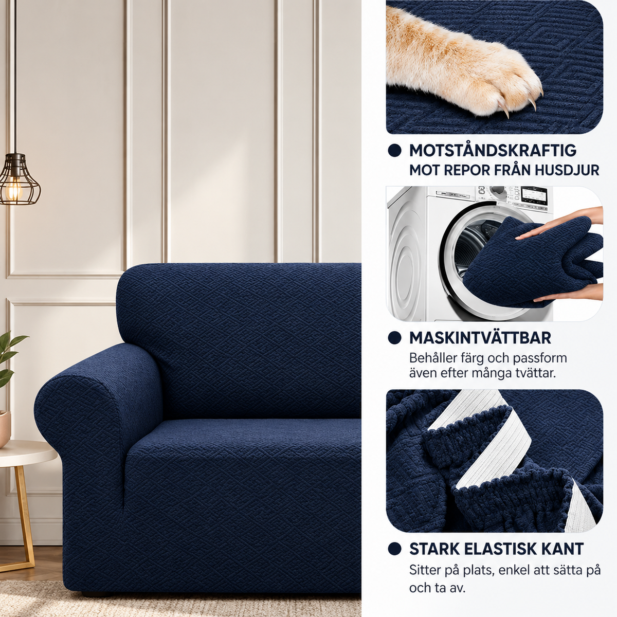 SoffLugn™ – Det Reptåliga, Superelastiska Jacquardöverdraget som Skyddar Soffan mot Hår, Fläckar & Rivmärken