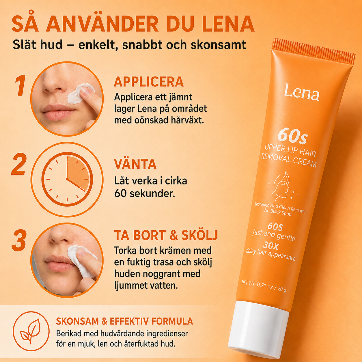 Lena™ | Ta bort ansiktshår med långvarig effekt efter bara 60 sekunders applicering!