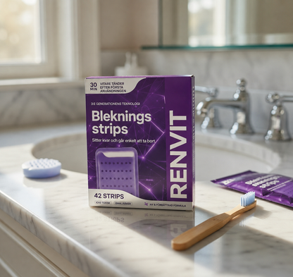 RenVit® | Synligt vitare tänder redan från dag 1. Emaljsäkert, peroxidfritt. Ingen tandläkartid, ingen väntan — bara resultat.