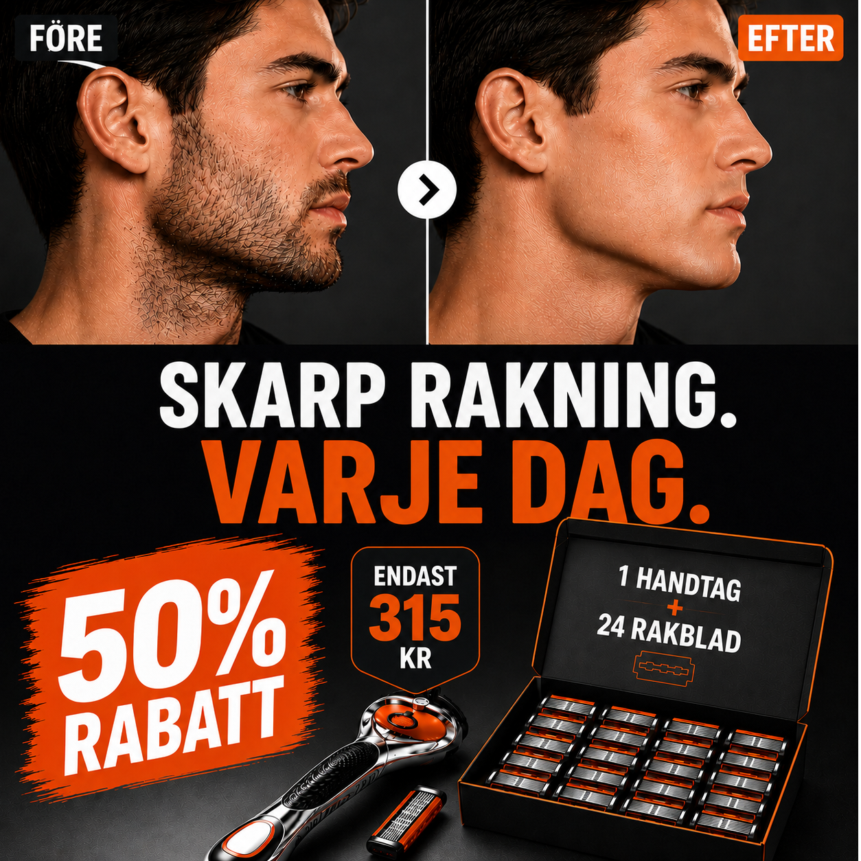 SmoothGlide™ | 24 Rakhuvuden + Gratis Handtag