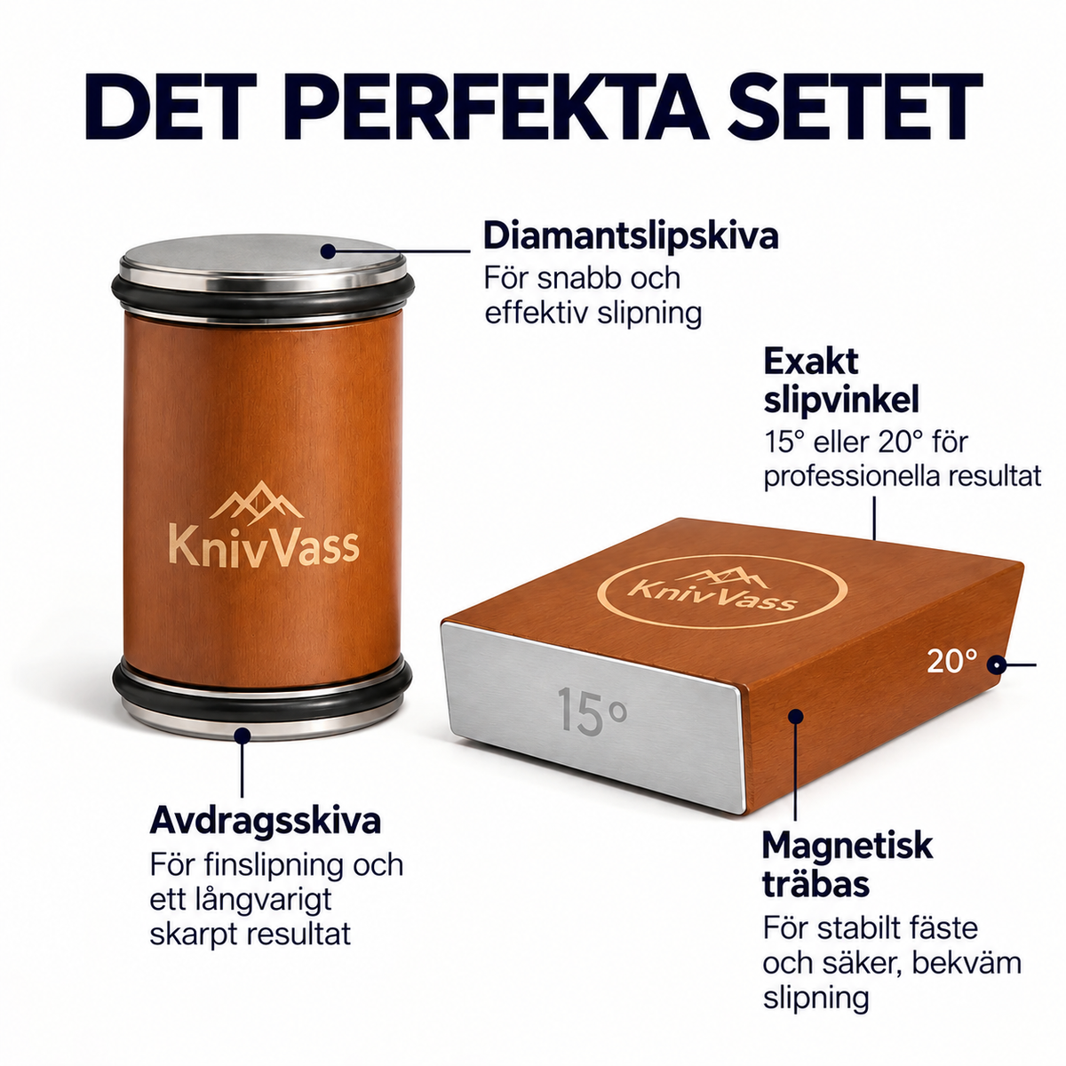 KnivVass™ | Magnetisk knivslip med 15° & 20° slipvinkel