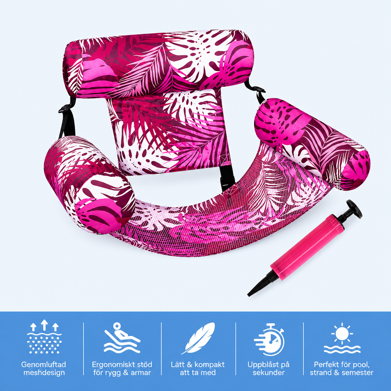 Aquavila Uppblåsbar Poolstol | Mesh-komfort & Stabil Flytdesign