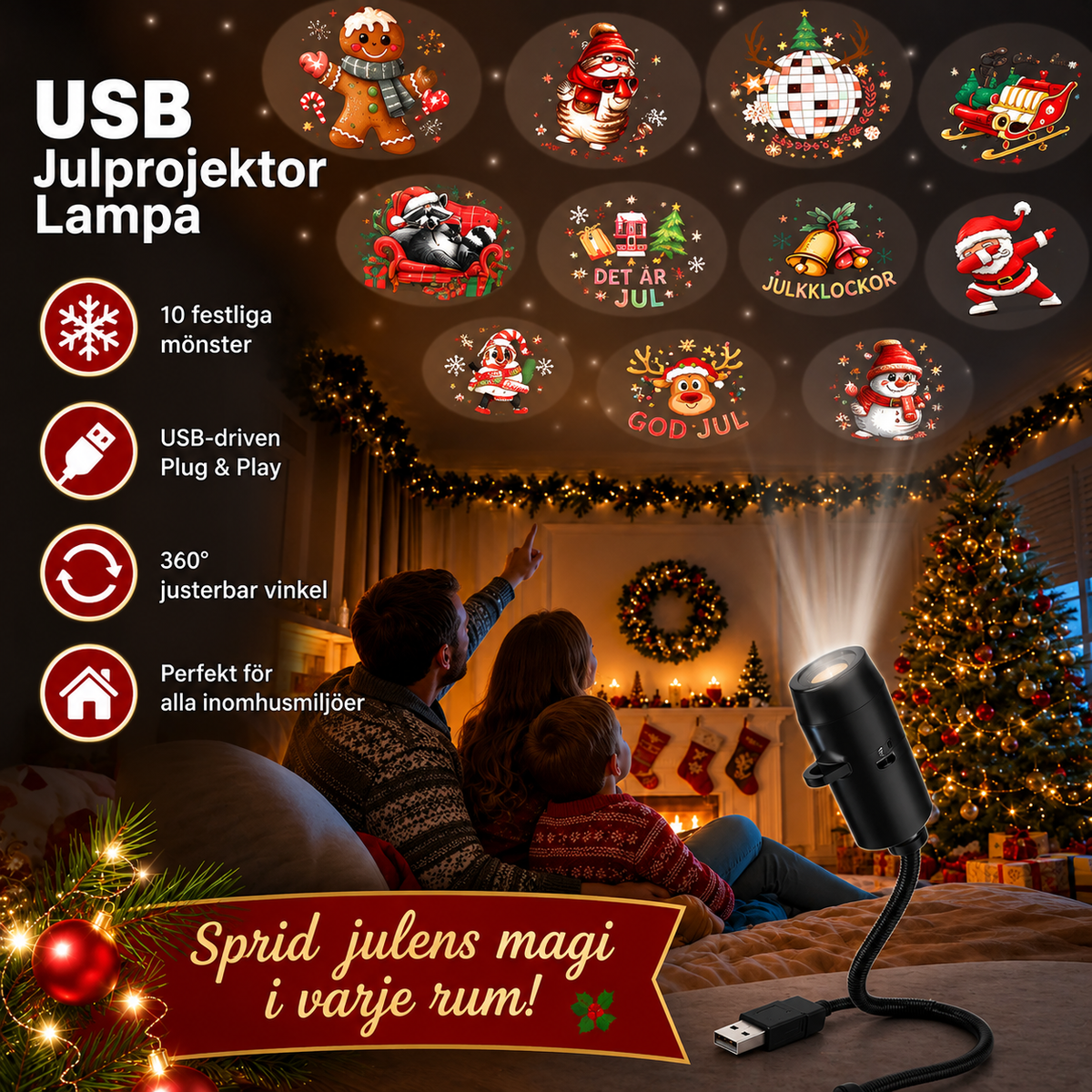 Julsken™ | Julprojektor för magisk julstämning