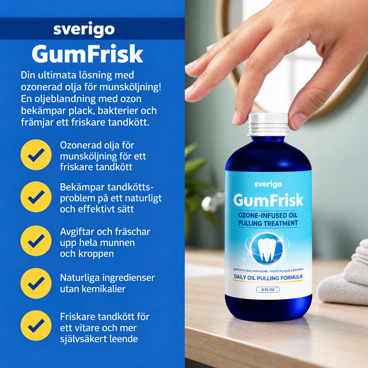 GumFrisk™ | Ozonerad munsköljningsolja för tandkött & fräschare andedräkt