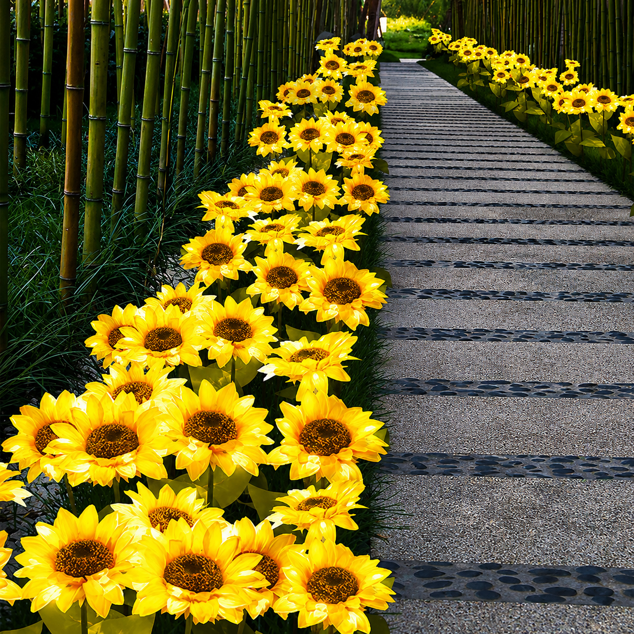 SunBloom™ | Solcellsdriven solroslampa med 3 solrosor 🌞🌻
